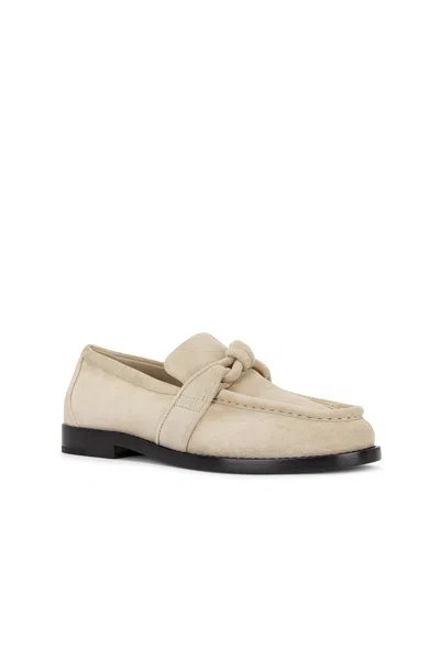 Bottega Veneta Sand Suede Astaire Loafers With Knotted Detail In Neutral