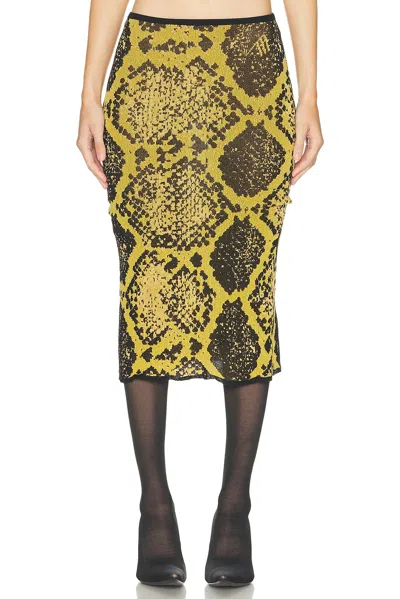 Attico Knee-length Bodycon Python Print Skirt In Multi