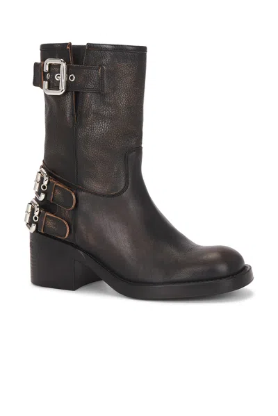 Chloé Dakota Brushed Leather Ankle Boots In Black