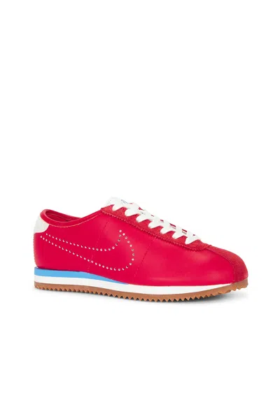 Nike Cortez Decon Suede-trimmed Perforated Leather Sneakers In Pink
