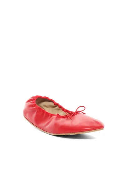 The Row Nappa Leather Round Ballet Flats In Red
