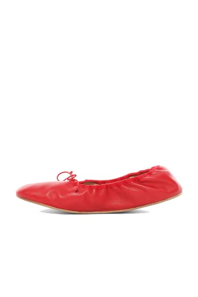 The Row Nappa Leather Round Ballet Flats In Red