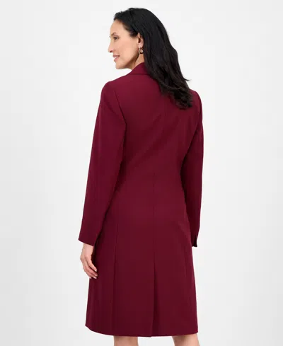 Le Suit Women's Topper Jacket & Sleeveless Dress Suit Set, Regular & Petite In Burgundy