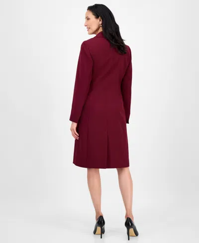 Le Suit Women's Topper Jacket & Sleeveless Dress Suit Set, Regular & Petite In Burgundy