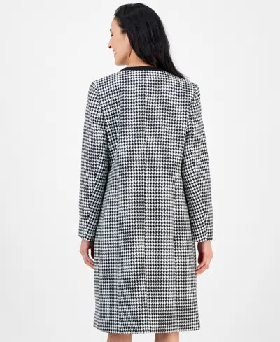Le Suit Women's Houndstooth Topper Jacket & Sleeveless Dress Suit Set, Regular & Petite In Gray