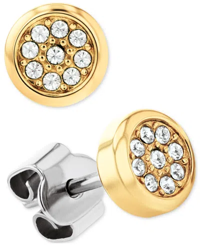 Tommy Hilfiger 2-pc. Set Pave Stud & Crystal Charm Hoop Earrings In Gold