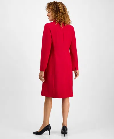 Le Suit Women's Topper Jacket & Sleeveless Dress Suit Set, Regular & Petite In Red