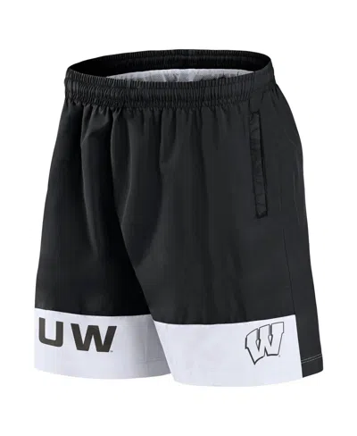 Fanatics Men's Black Wisconsin Badgers Elements Intensity Woven Shorts In Black