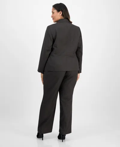 Le Suit Plus Size Notched Collar Wide-leg Pantsuit Set In Multi