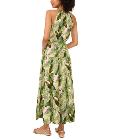 Vince Camuto Leaf Print Tiered Dress In Pink