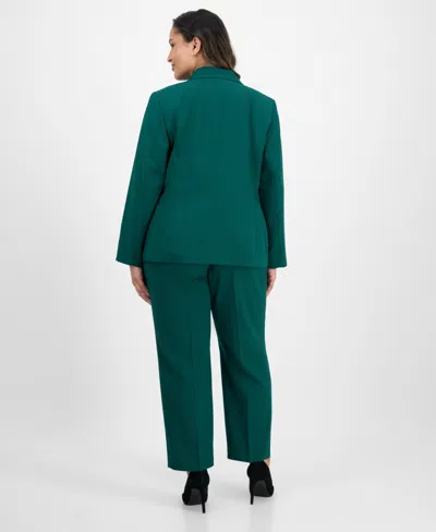 Le Suit Plus Size Notched Collar One-button Pantsuit In Green