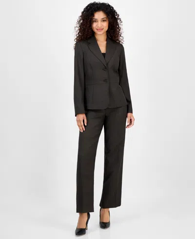 Le Suit Women's Notched Collar Wide-leg Pantsuit Set, Regular & Petite In Black