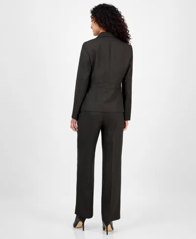 Le Suit Women's Notched Collar Wide-leg Pantsuit Set, Regular & Petite In Black