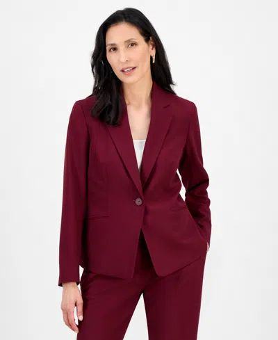 Le Suit 50040113 Long Plus Size Formal Pocket Pant Suit In Burgundy