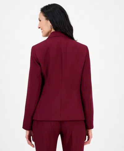 Le Suit 50040113 Long Plus Size Formal Pocket Pant Suit In Burgundy