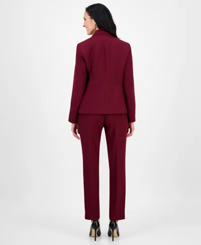 Le Suit 50040113 Long Plus Size Formal Pocket Pant Suit In Burgundy