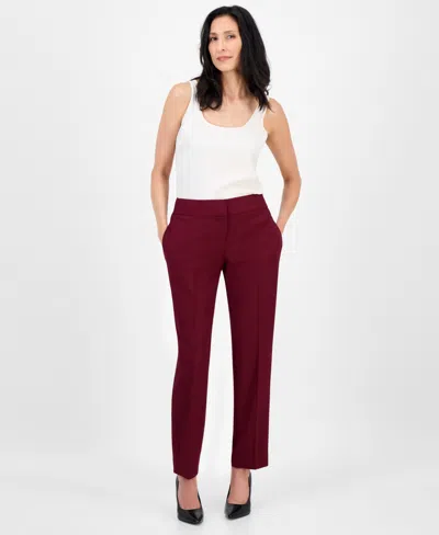 Le Suit 50040113 Long Plus Size Formal Pocket Pant Suit In Burgundy