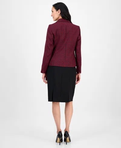 Le Suit Women's Houndstooth Jacket & Pleated Pencil Skirt Suit Set, Regular & Petite In Multi