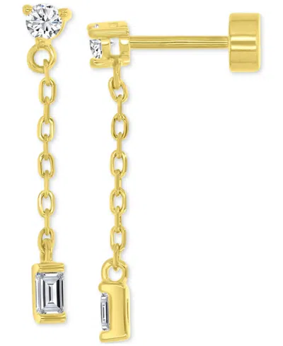 Macy's Cubic Zirconia Chain Link Drop Earrings In 14k Gold-plated Sterling Silver In Gold