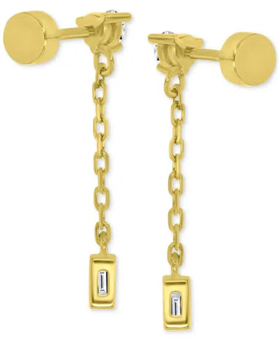 Macy's Cubic Zirconia Chain Link Drop Earrings In 14k Gold-plated Sterling Silver In Gold