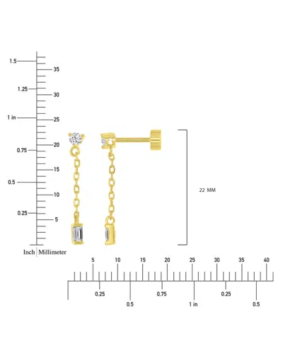 Macy's Cubic Zirconia Chain Link Drop Earrings In 14k Gold-plated Sterling Silver In Gold