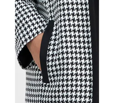 Le Suit Plus Size Houndstooth Topper Jacket & Sleeveless Dress Suit Set In Blue