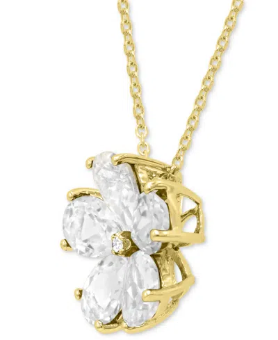 Macy's Amethyst (3-1/4 Ct. T.w.) & Diamond Accent Flower 18" Pendant Necklace In Sterling Silver (also Avai In Gold