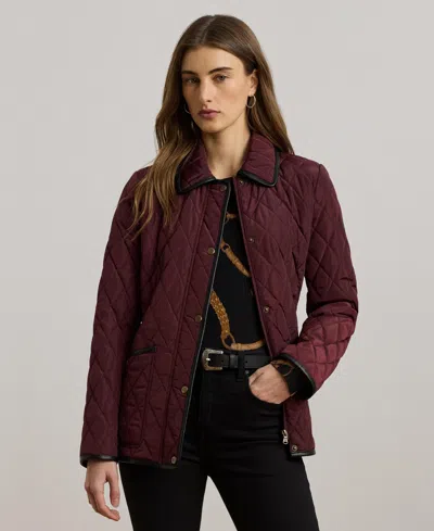 Ralph Lauren Women's Quilted Velboa-lined Coat In Burgundy