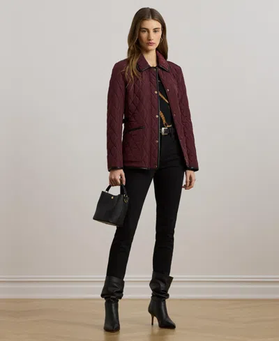 Ralph Lauren Women's Quilted Velboa-lined Coat In Burgundy