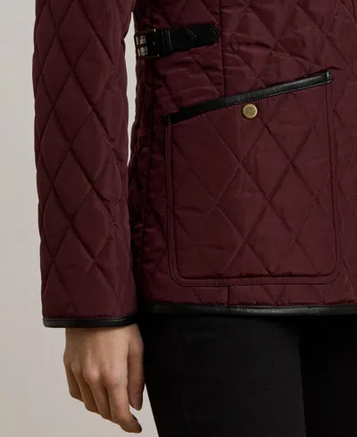 Ralph Lauren Women's Quilted Velboa-lined Coat In Burgundy