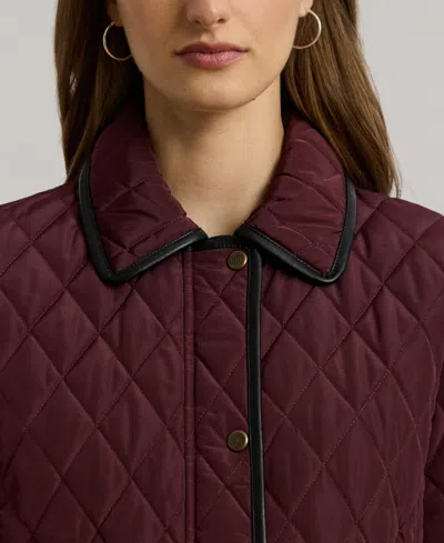 Ralph Lauren Women's Quilted Velboa-lined Coat In Burgundy