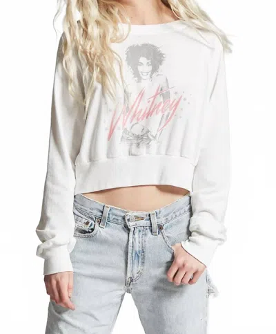 Recycled Karma Whitney Houston Crop Sweatshirt In White In Multi
