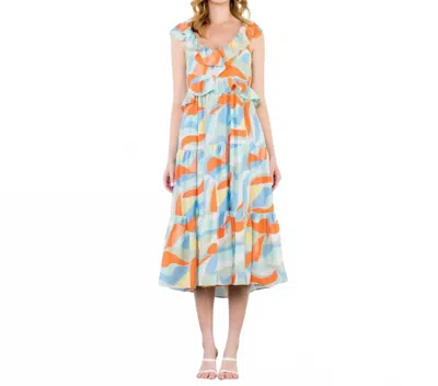 Thml Abstract Print Maxi Dress In Multi In Blue