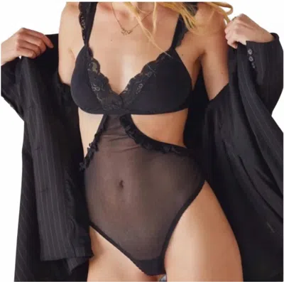 We Are Hah Key To Your Heart Bodysuit In Noir In Black