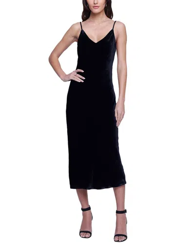 L'agence Seridie Mid-length Silk Slip Dress In Black