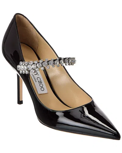 Jimmy Choo Bing 85 Crystal-embellished Pumps In Patent Leather In Black