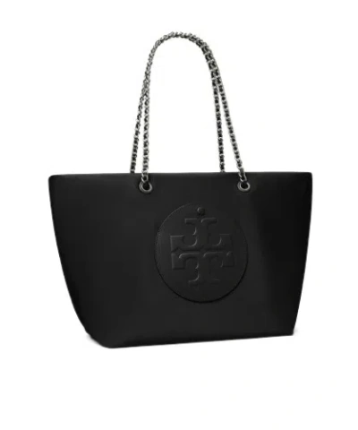 Tory Burch Ella Chain Nylon Tote Bag In Black