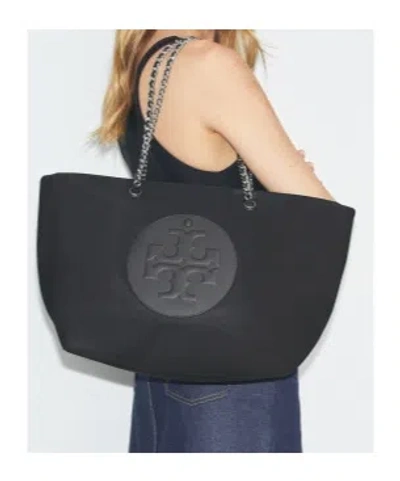 Tory Burch Ella Chain Nylon Tote Bag In Black