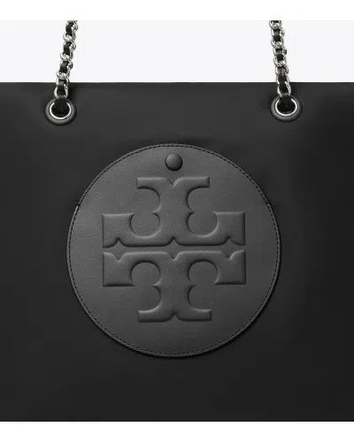 Tory Burch Ella Chain Nylon Tote Bag In Black