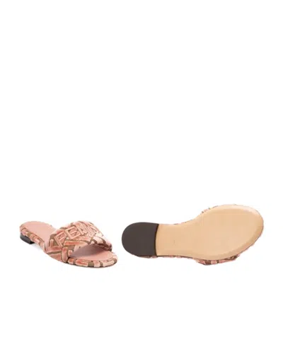Fendi Velvet Slide Ff Open Toe Flat Sole In Multi