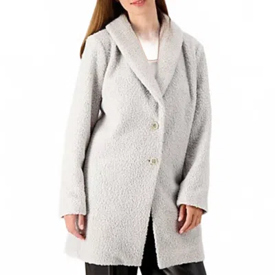 Girl With Curves Collection Sherpa Coat In Grey In Gray
