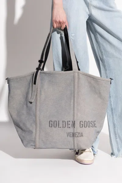 Golden Goose Soft Textured Grey Shoulder Bag With Versatile Carrying Options In Gray