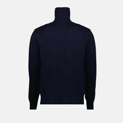Givenchy Turtleneck Sweater In Cotton With Paris Embroidery Clothing In Blue