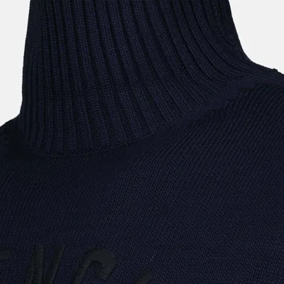 Givenchy Turtleneck Sweater In Cotton With Paris Embroidery Clothing In Blue