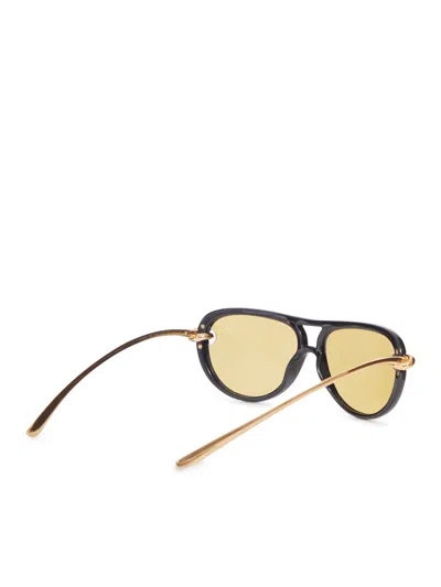 Bottega Veneta Bv1418s Signature Icons 001 Black Gold Yellow Sunglasses In Multi
