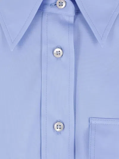 Brunello Cucinelli Bow Pocket Long Sleeve Shirt In Blue