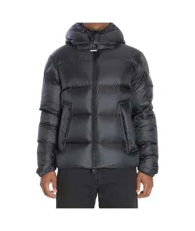 Moncler Boxy Puffer Jacket Adjustable Hood In Black