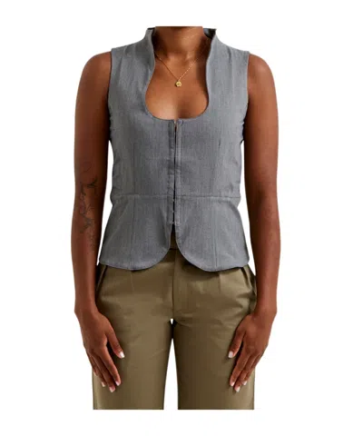 Gimaguas Melange Grey Stretch Jersey Amor Top In Gray