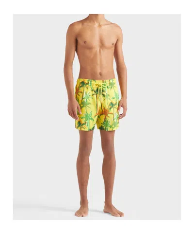 Vilebrequin Mahina Straight-leg Mid-length Recycled Swim Shorts In Yellow