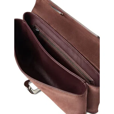 Brunello Cucinelli Tailored Clutch With Suede And Metal In Burgundy